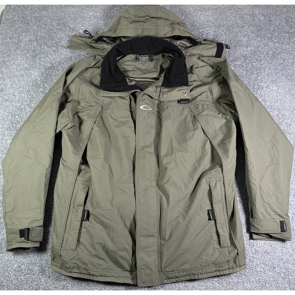 Vintage Oakley Software Ski Jacket Mens XL Olive Green Full Zip Hooded Y2K Gorp